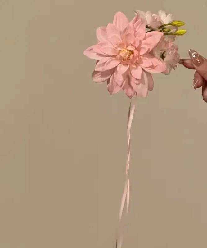 Ribbon Alloy Hairpin Novelty Pink Floral