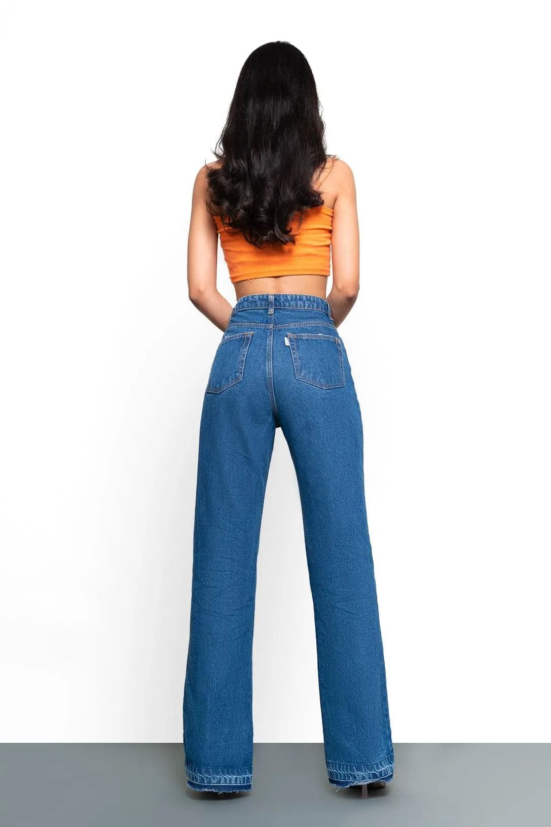 Rich Blue Knee Distressed Bootcut Jeans