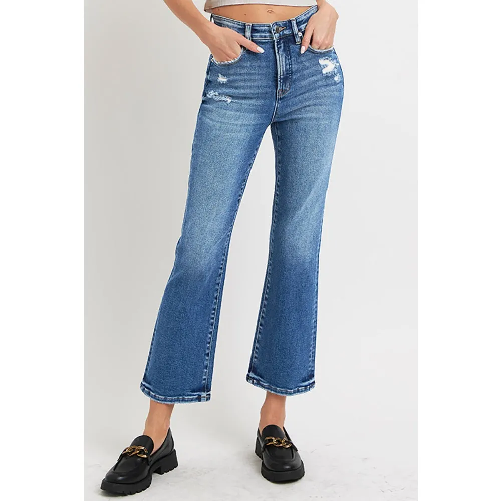 Risen High-Rise Cropped Bootcut Jeans