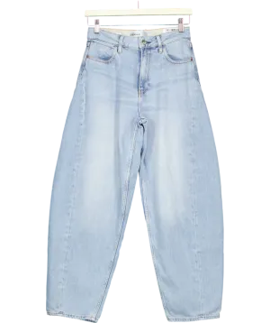 River Island Blue High Waisted Barrel Jeans UK 8
