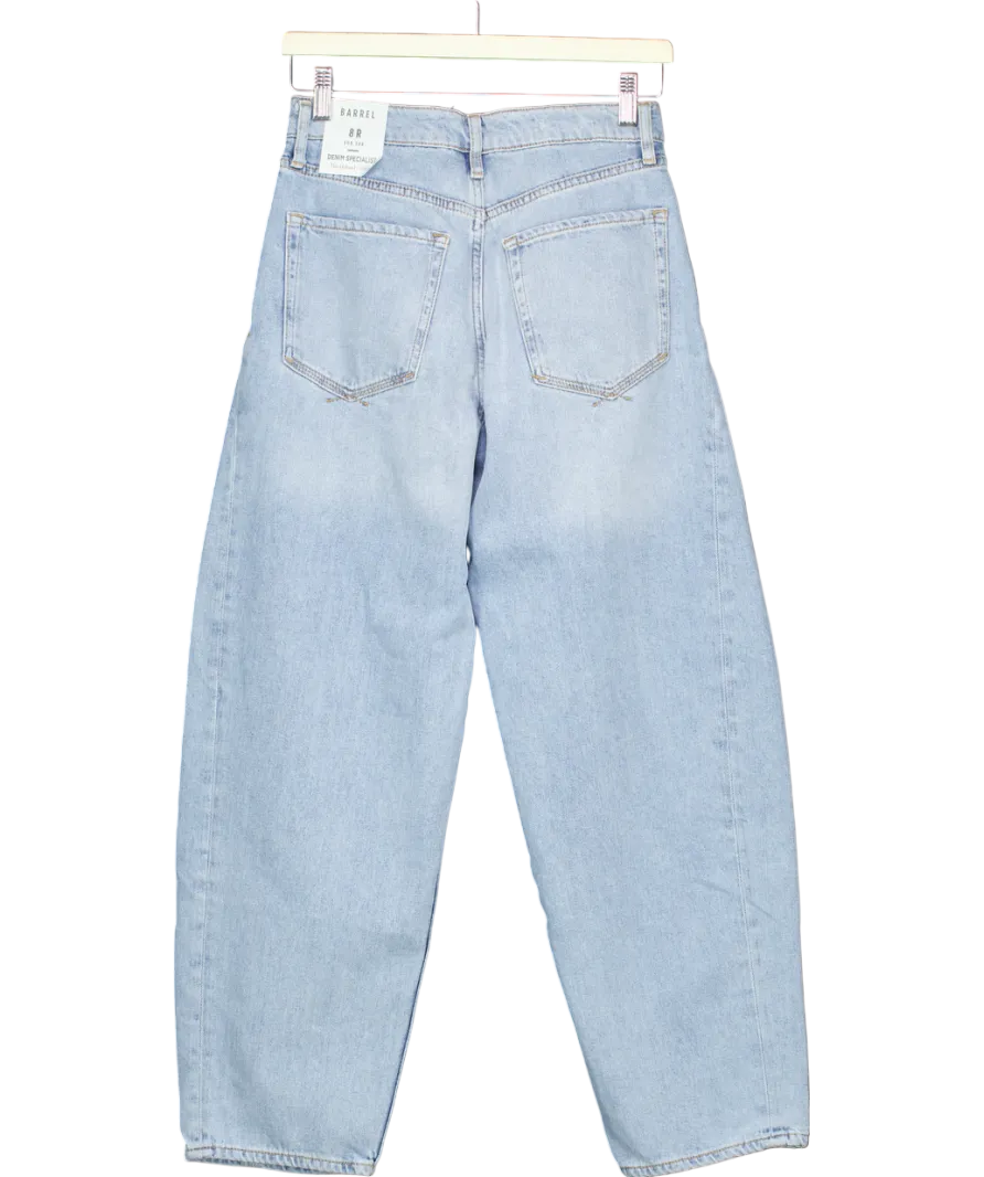 River Island Blue High Waisted Barrel Jeans UK 8