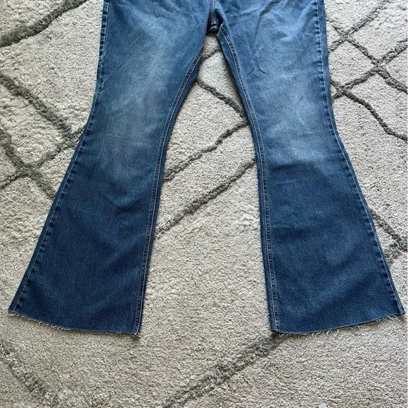River Island flare jeans high rise sculpt raw hem plus size 14 new