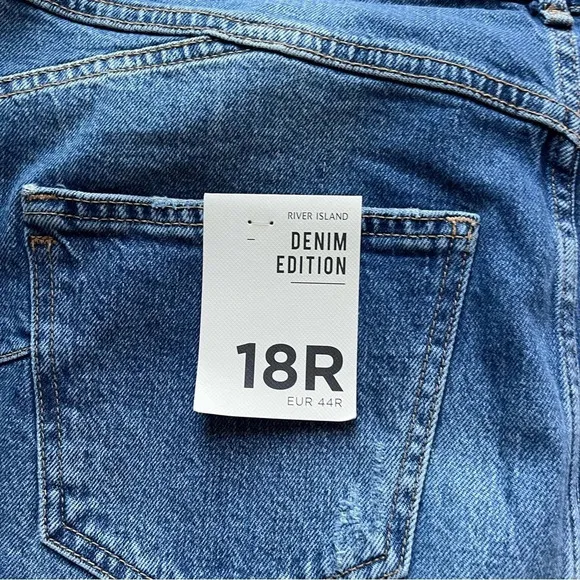 River Island flare jeans high rise sculpt raw hem plus size 14 new
