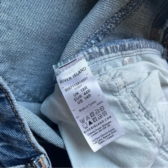 River Island flare jeans high rise sculpt raw hem plus size 14 new