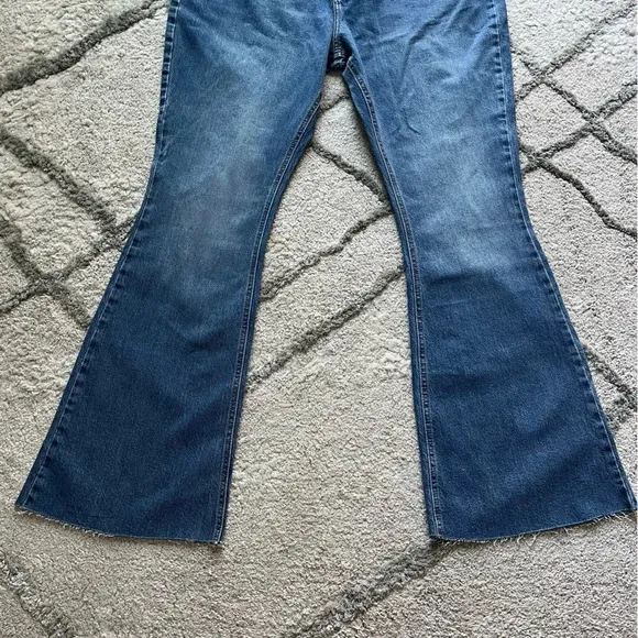 River Island flare jeans high rise sculpt raw hem plus size 14 new