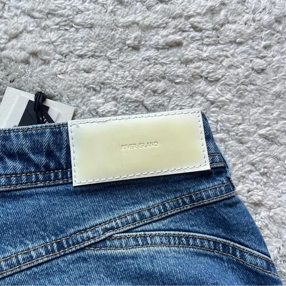 River Island flare jeans high rise sculpt raw hem plus size 14 new
