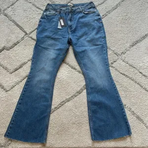 River Island flare jeans high rise sculpt raw hem plus size 14 new