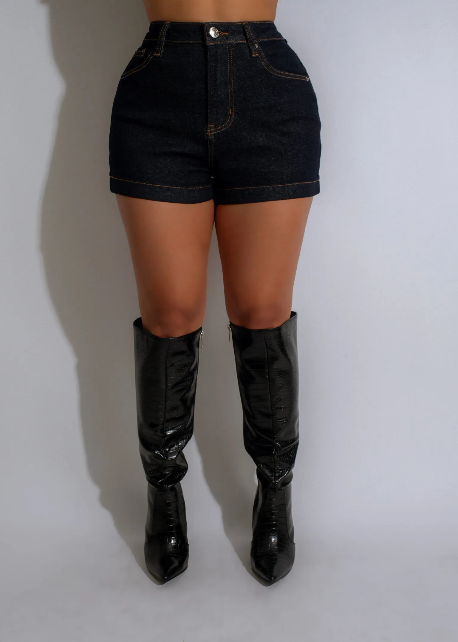 Riviera Roll Up Shorts Dark Denim