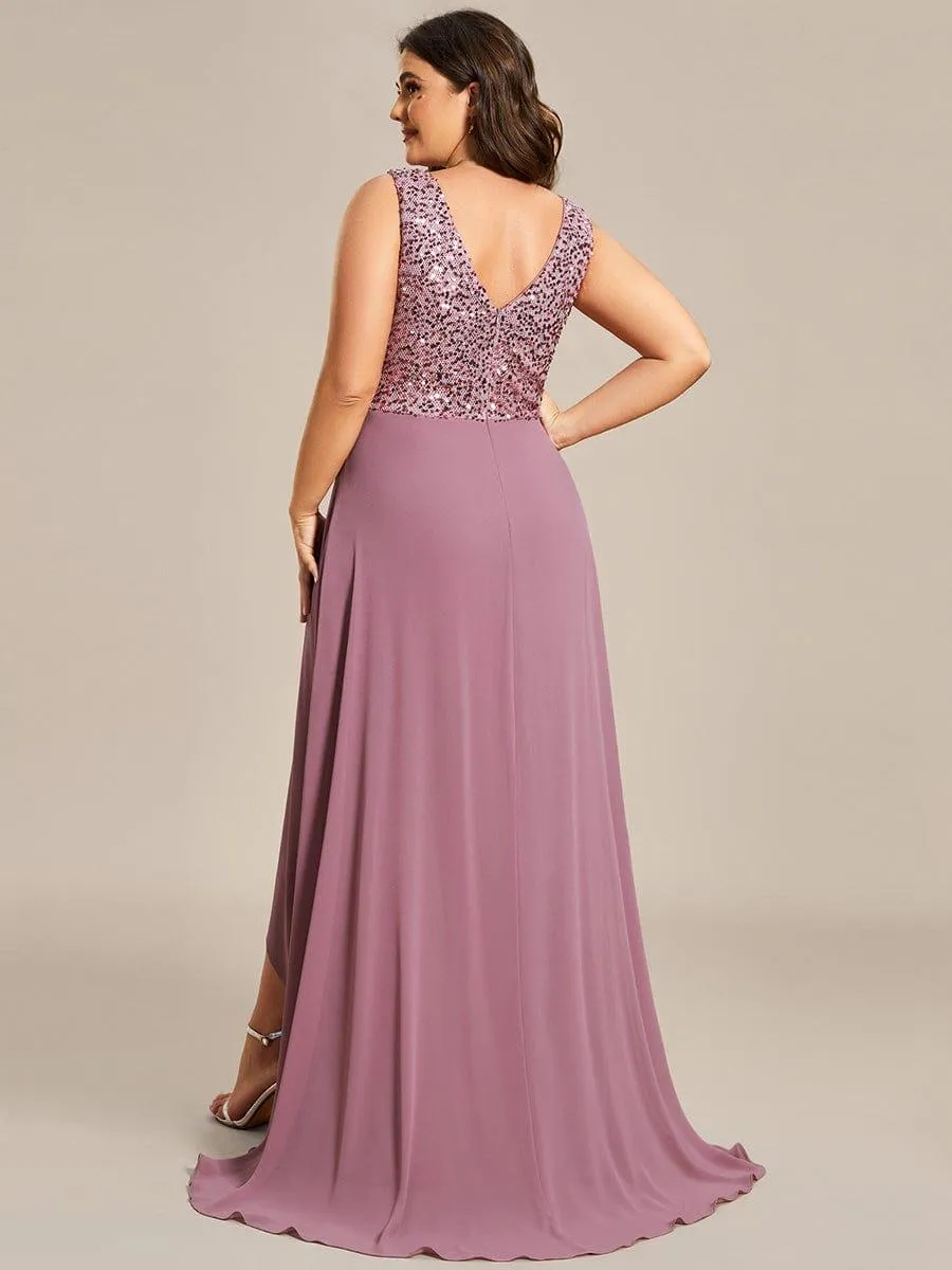 Robe de Soirée Grande Taille élégante à Paillette en Mousseline