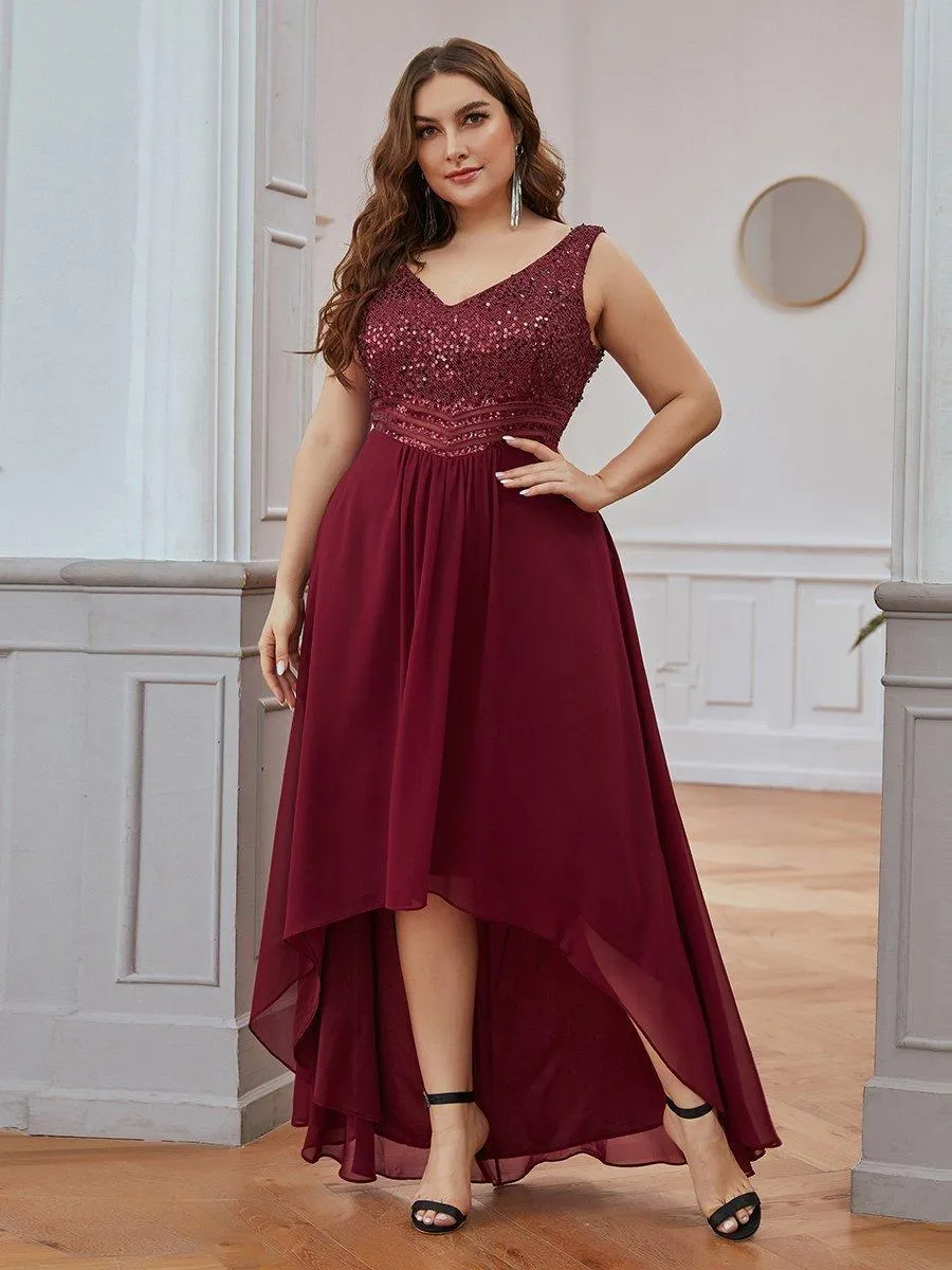 Robe de Soirée Grande Taille élégante à Paillette en Mousseline