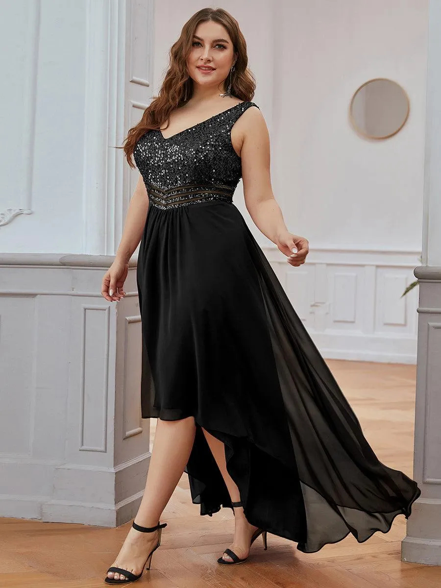 Robe de Soirée Grande Taille élégante à Paillette en Mousseline