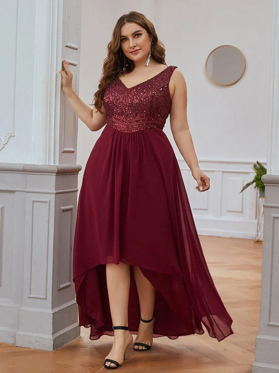 Robe de Soirée Grande Taille élégante à Paillette en Mousseline