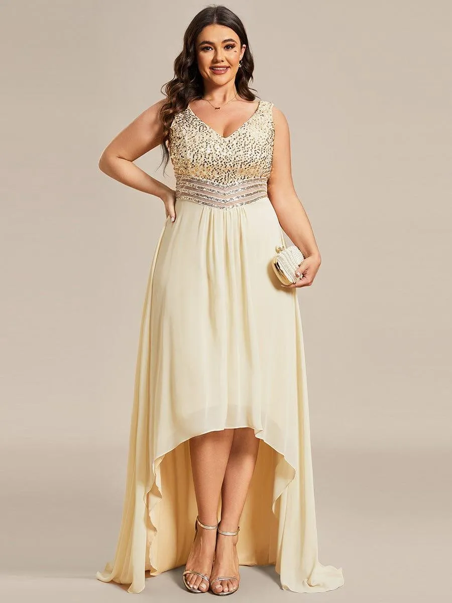 Robe de Soirée Grande Taille élégante à Paillette en Mousseline