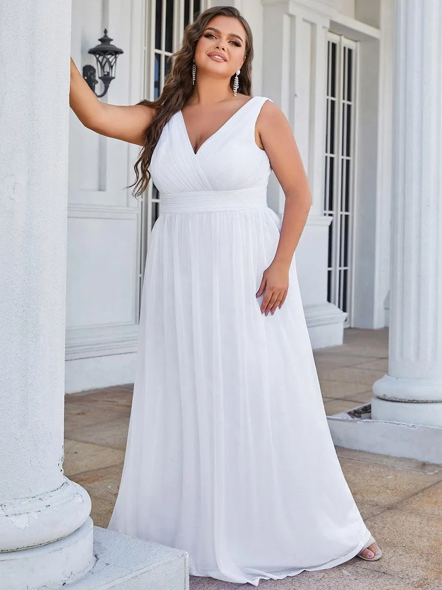 Robe de Soirée Grande Taille Longue Scintillante à Col en V