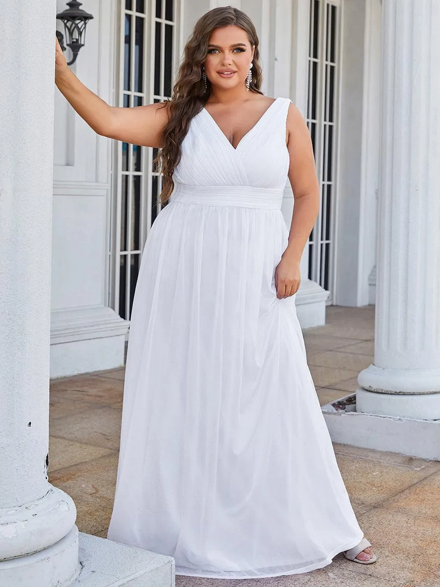 Robe de Soirée Grande Taille Longue Scintillante à Col en V