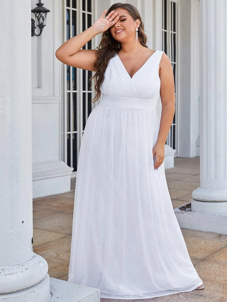 Robe de Soirée Grande Taille Longue Scintillante à Col en V