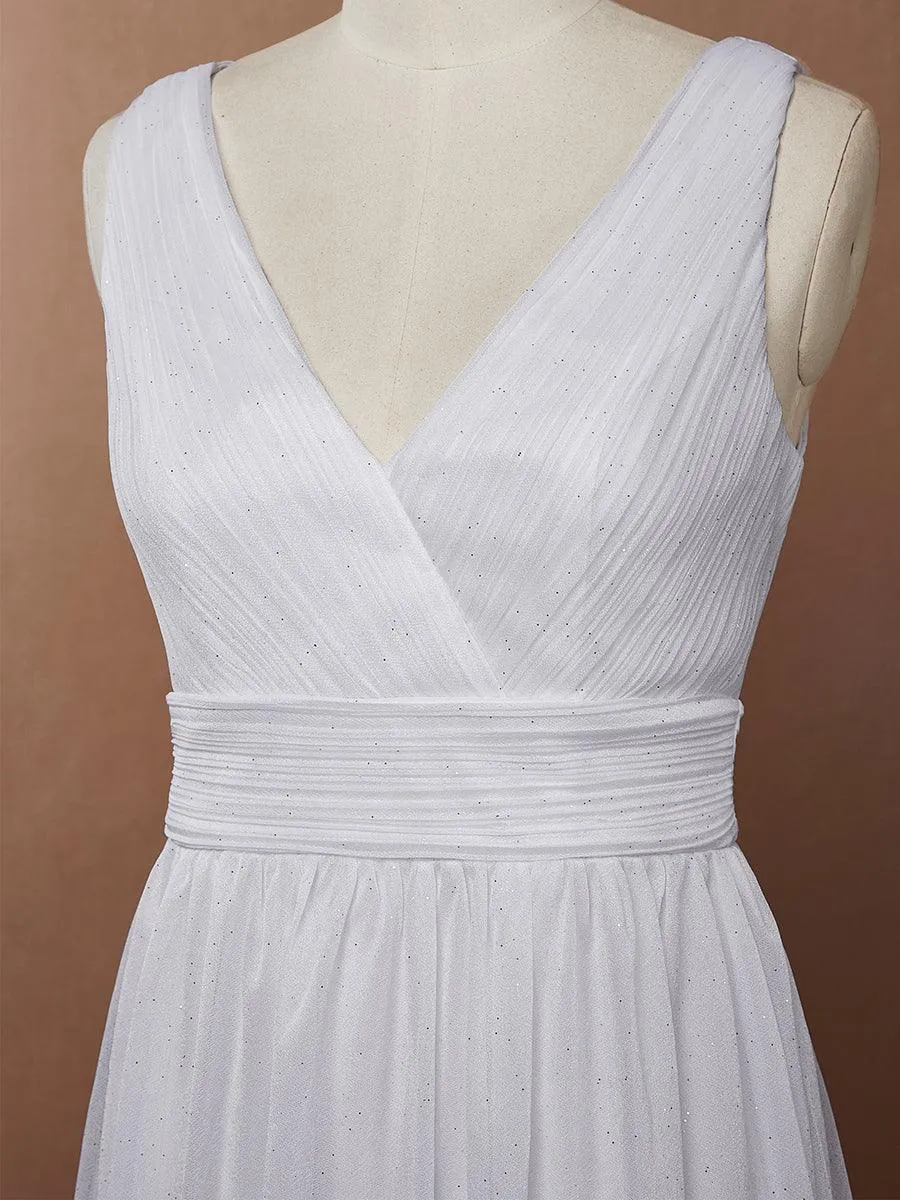 Robe de Soirée Grande Taille Longue Scintillante à Col en V