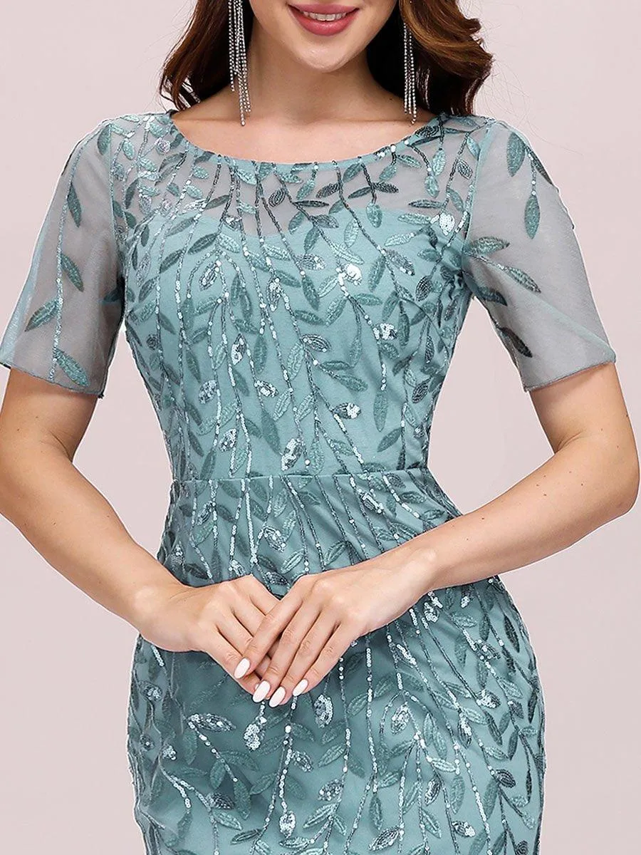 Robes de soirée Longues Sirène en Tulle à Imprimé Floral et Paillettes