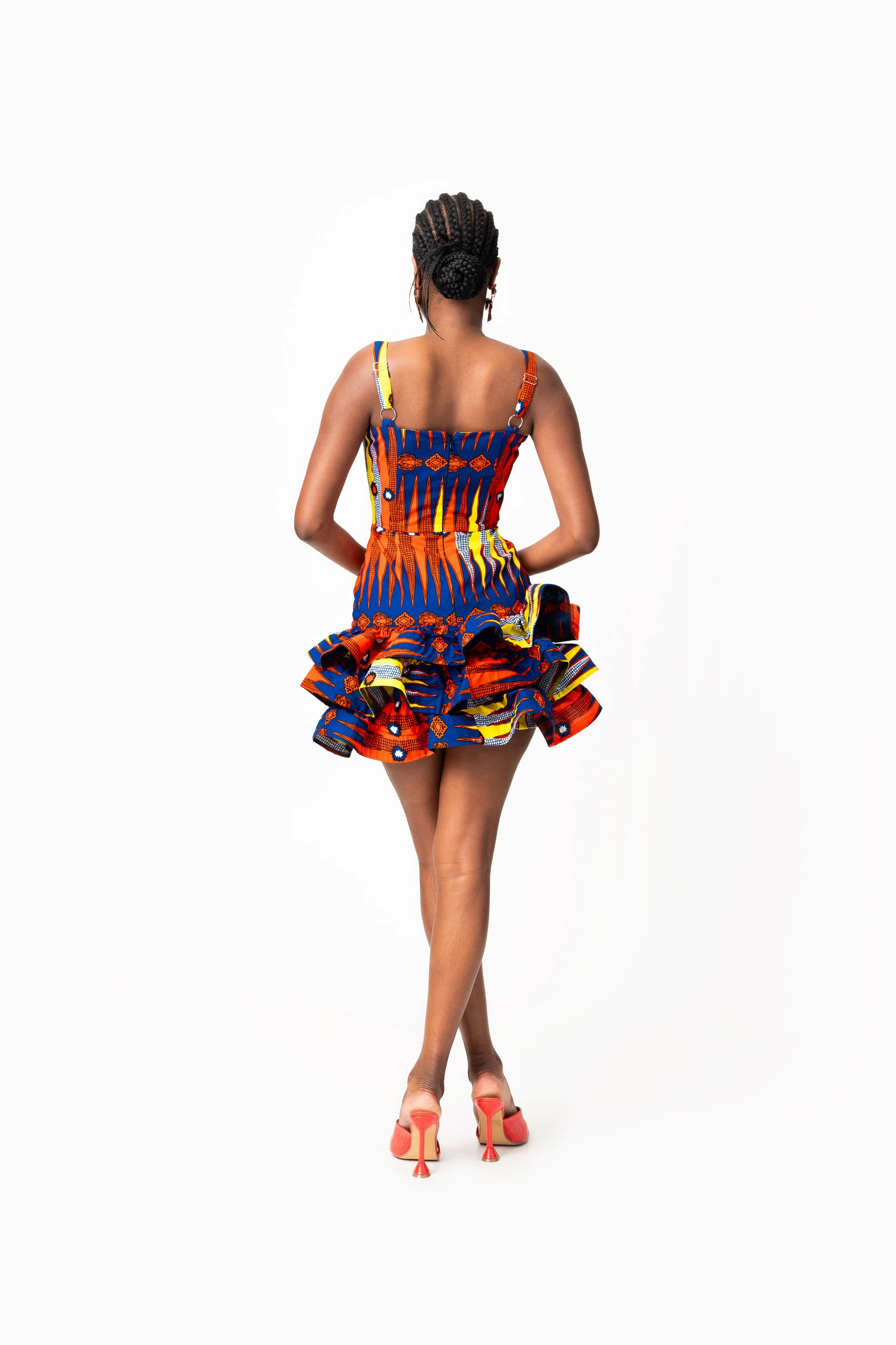 RONKE African Print Corset Layered Mini Dress