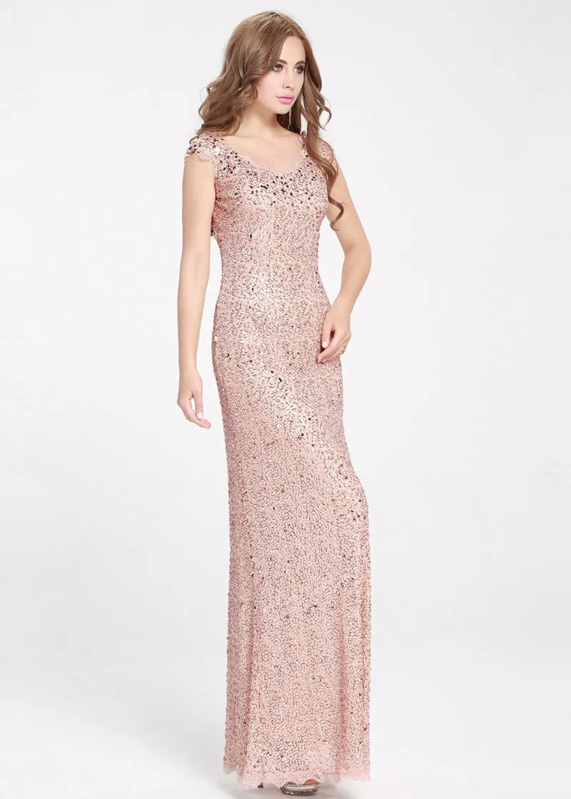 Rose Gold Sheath Formal Dress