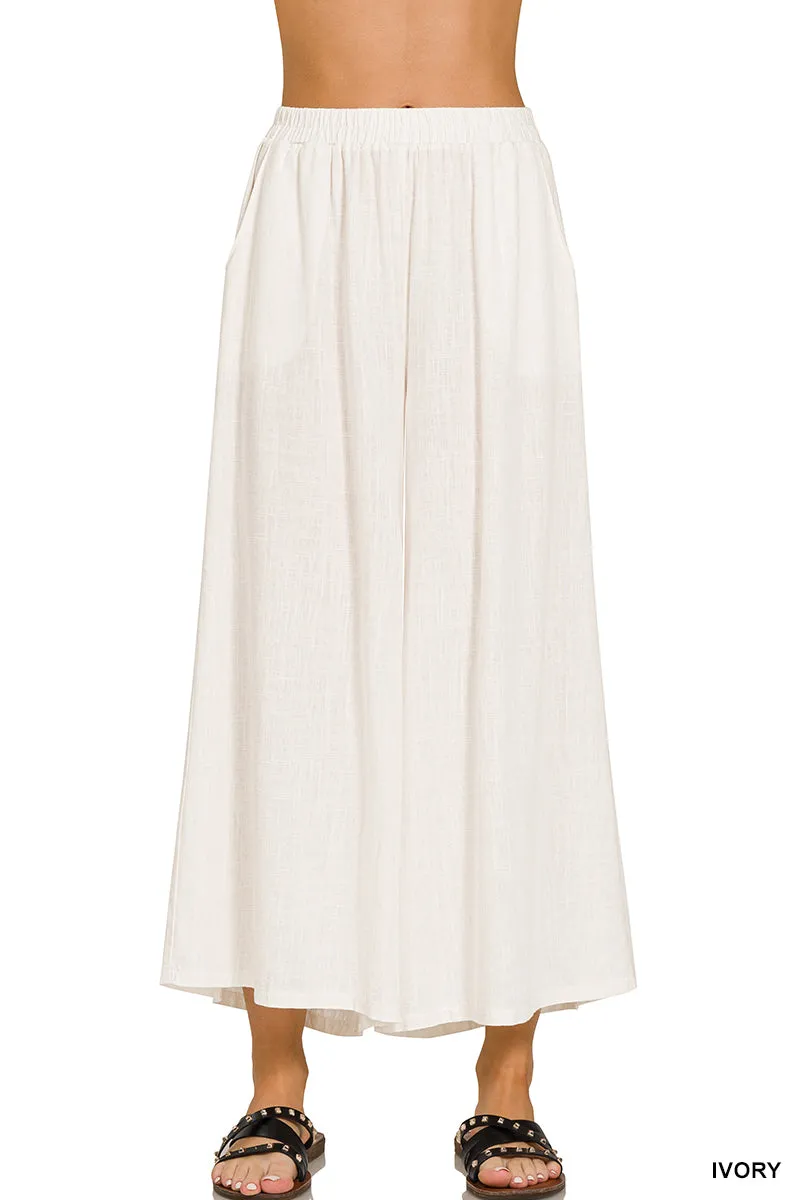 Rosemary Linen Blend Wide Leg Pants