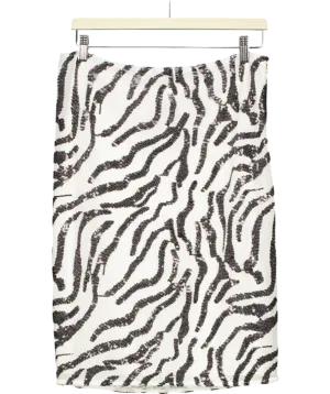 Rotate White X H&m Zebra Sequins Pencil Skirt UK M