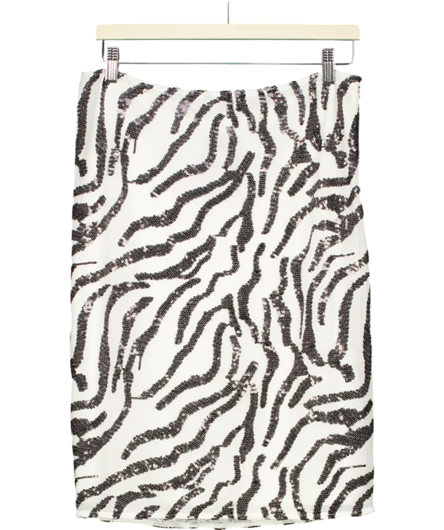 Rotate White X H&m Zebra Sequins Pencil Skirt UK M