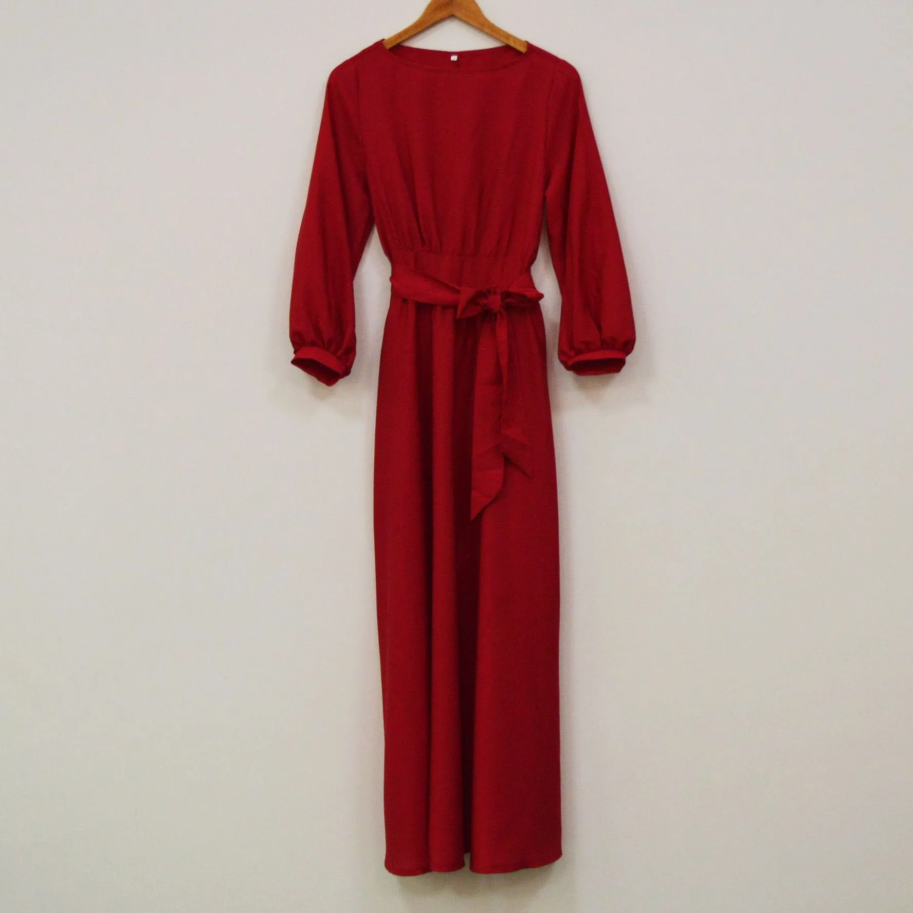 Round Neck Casual Long Dress Beautiful Retro Three Seasons Sleeve Dress Women's Clothing