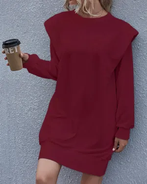 Round Neck Shoulder Pads Bodycon Mini Dresses