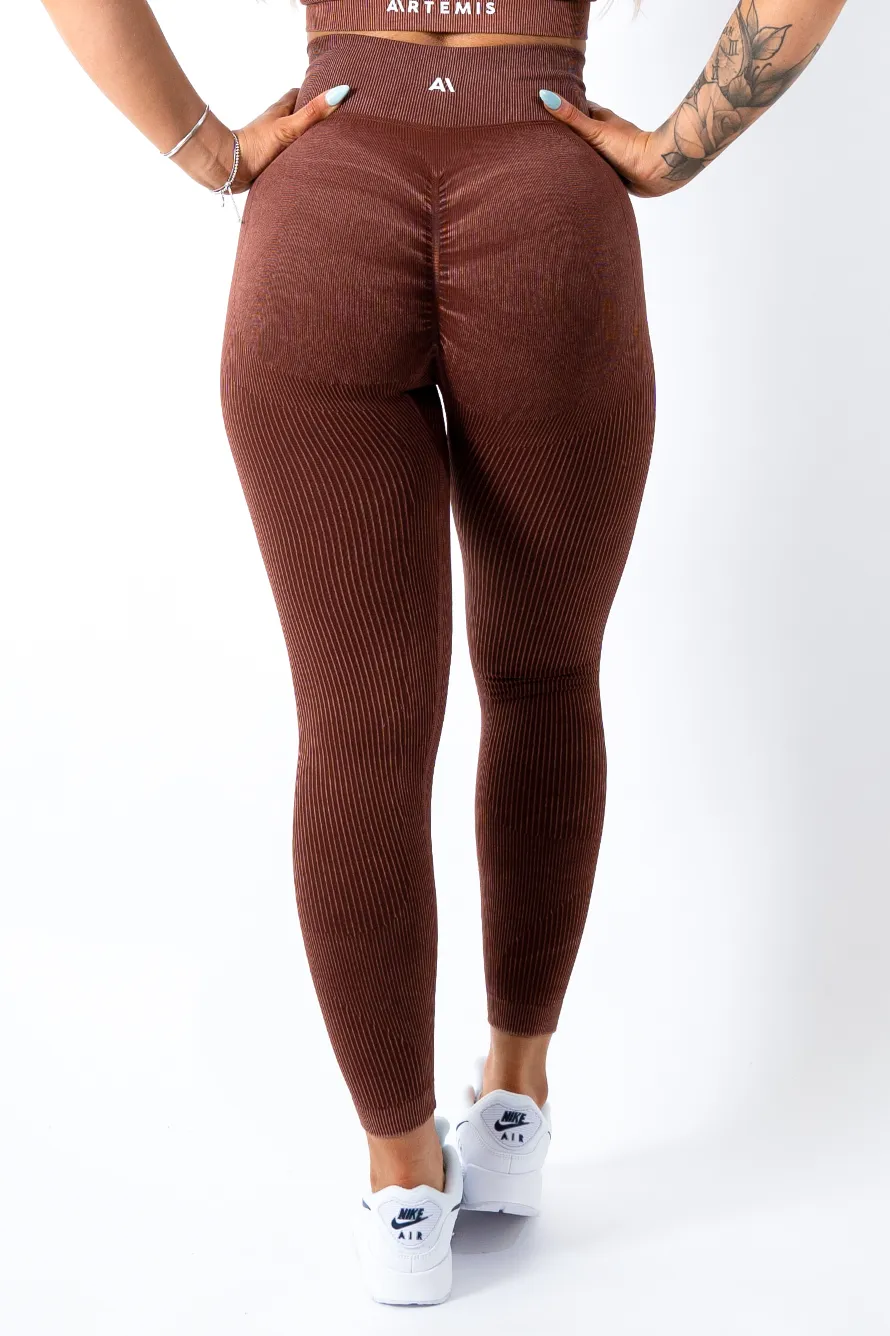 Ruby Rib Scrunchbum Leggings Brown