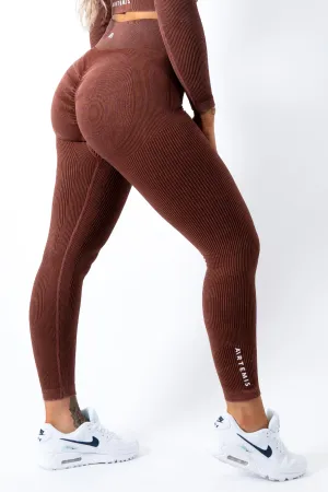 Ruby Rib Scrunchbum Leggings Brown