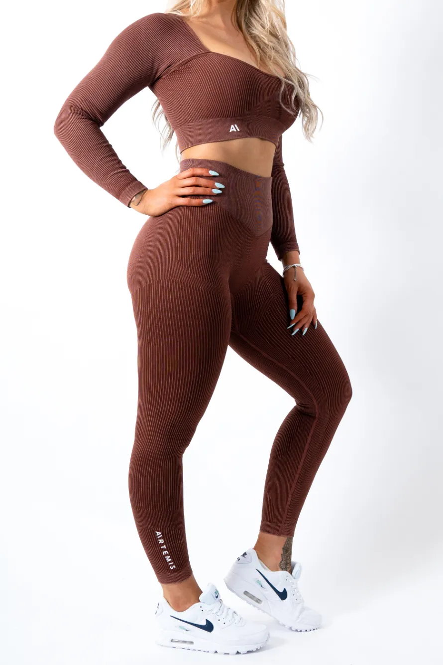 Ruby Rib Scrunchbum Leggings Brown
