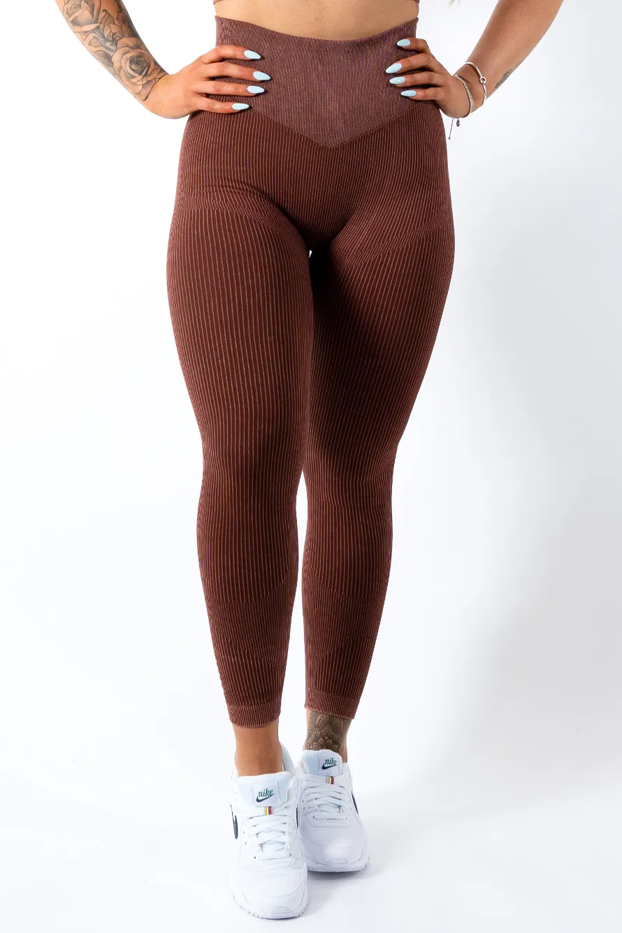 Ruby Rib Scrunchbum Leggings Brown