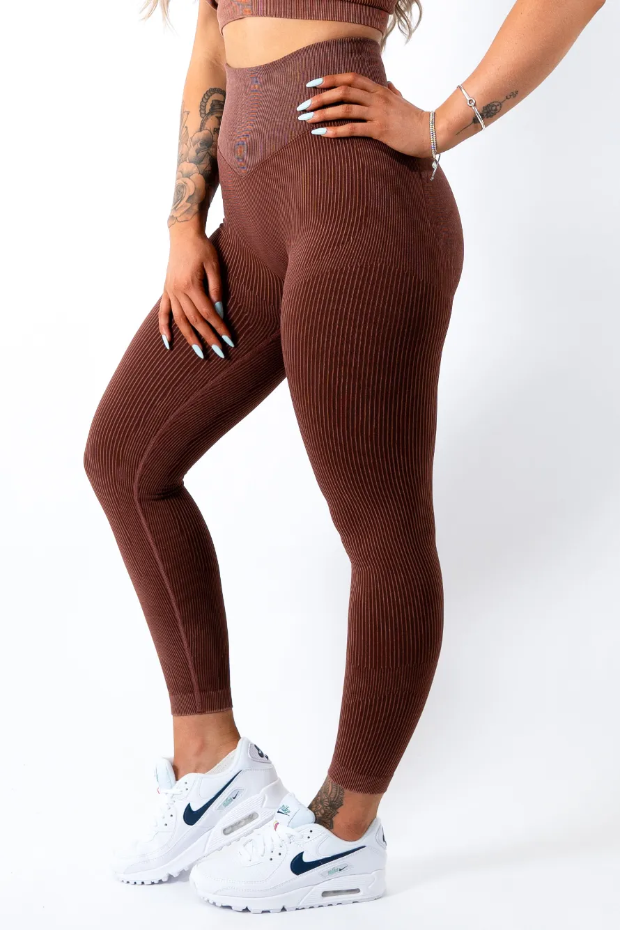 Ruby Rib Scrunchbum Leggings Brown