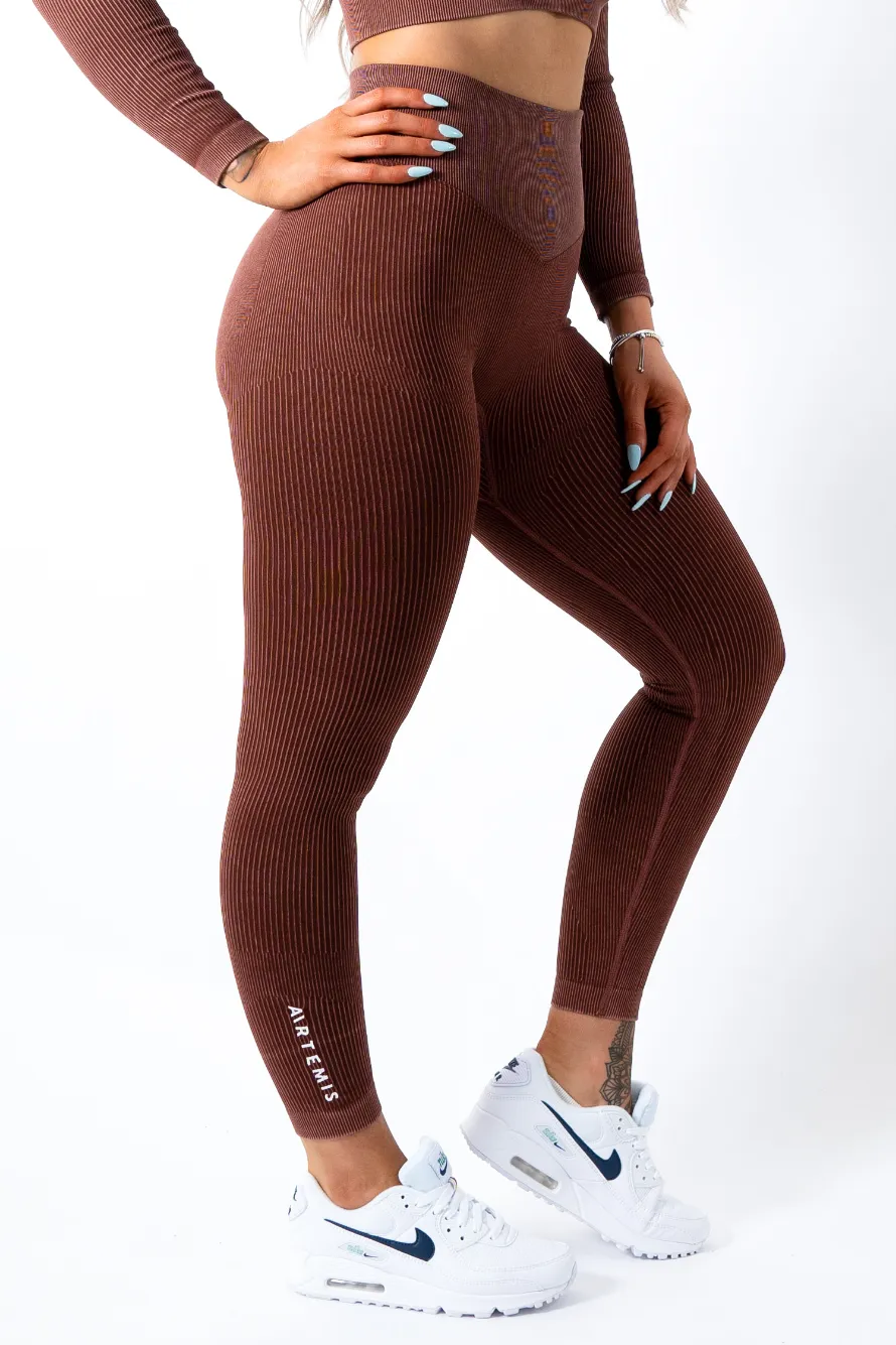 Ruby Rib Scrunchbum Leggings Brown