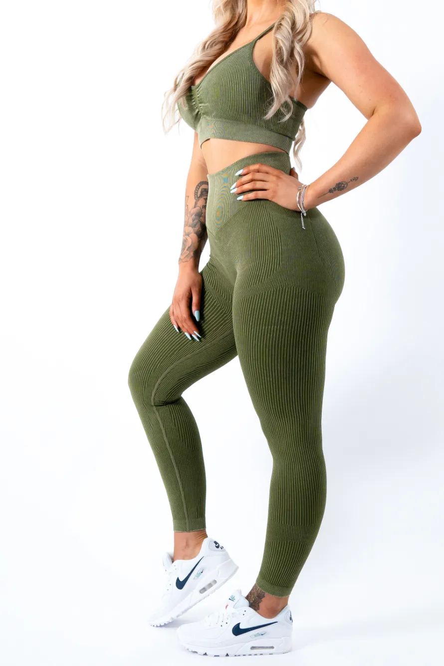 Ruby Rib Scrunchbum Leggings Green