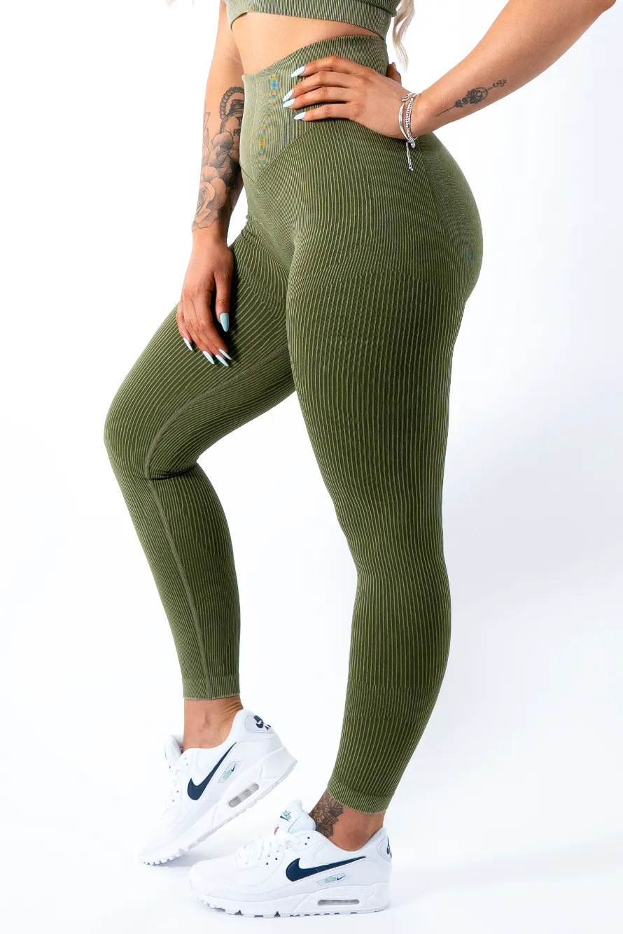 Ruby Rib Scrunchbum Leggings Green