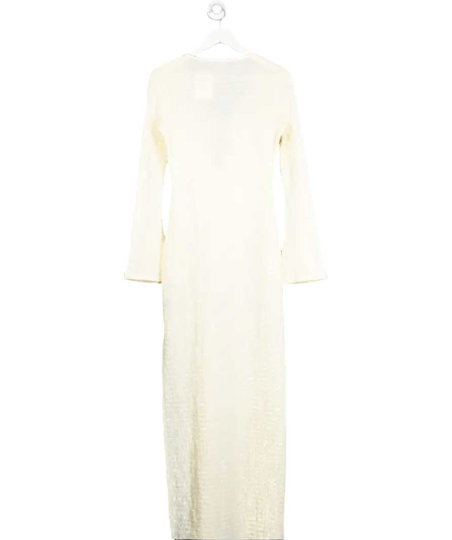 Ruched & Ready Cream Beach Please Maxi Dress UK S