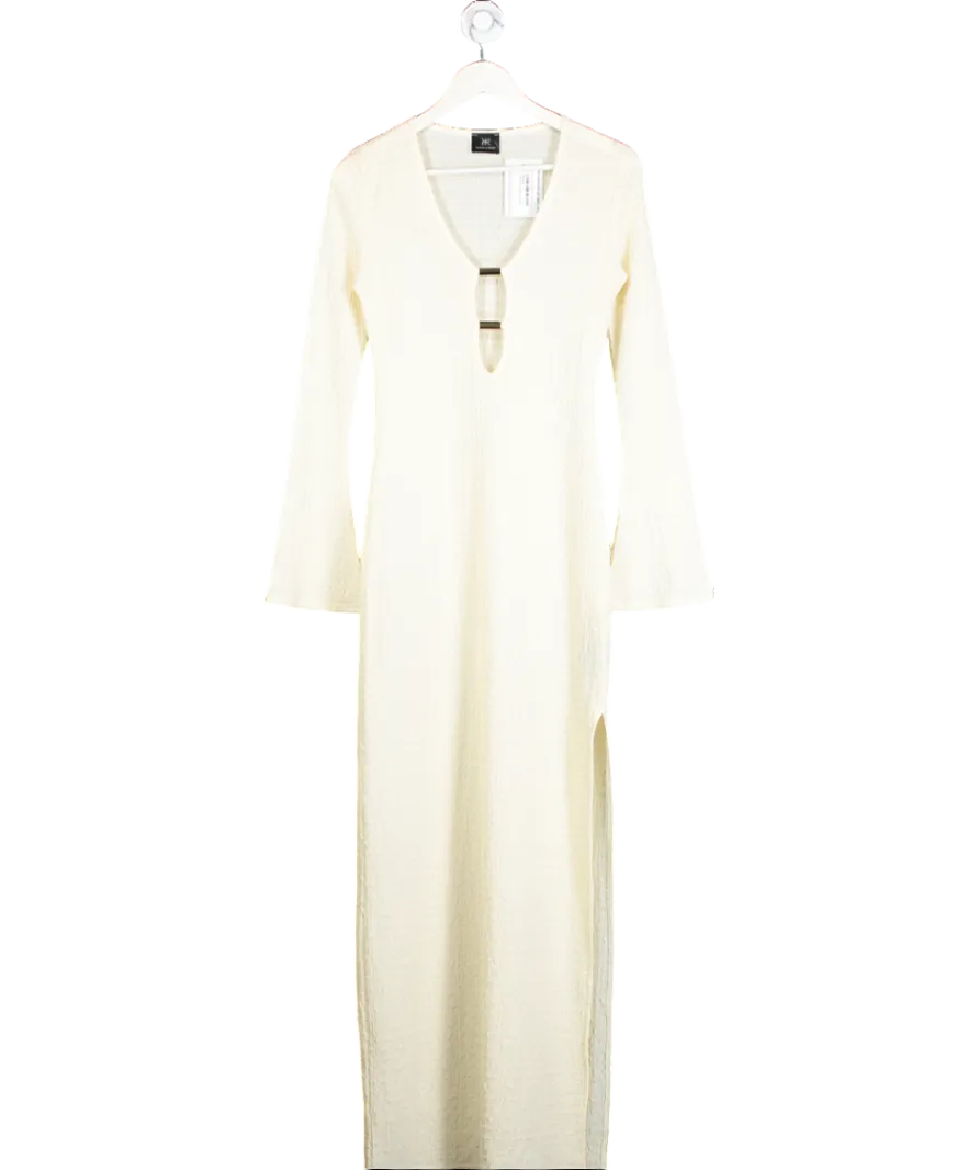 Ruched & Ready Cream Beach Please Maxi Dress UK S