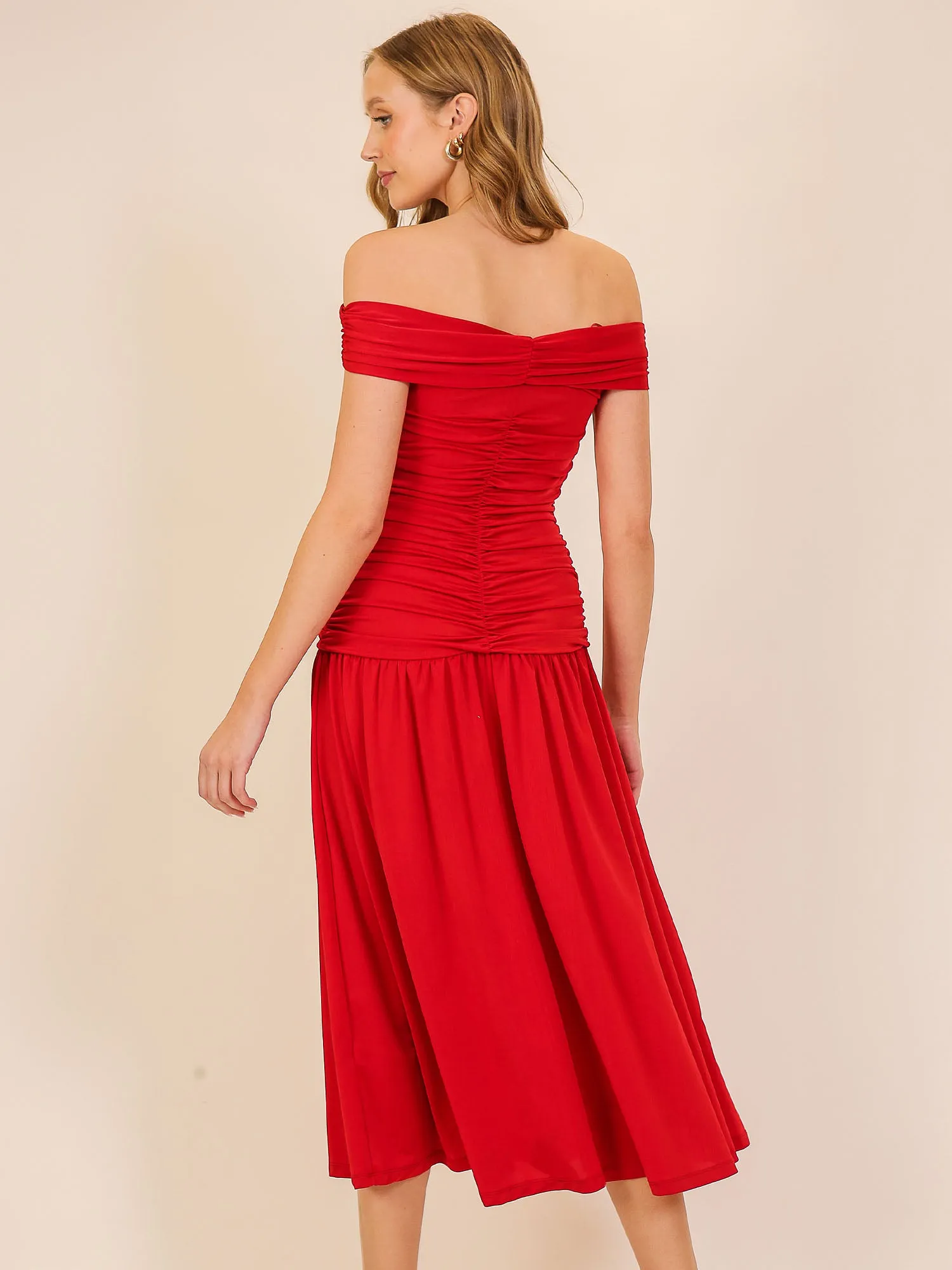Ruched Knit Midi Dress