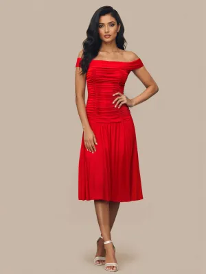 Ruched Knit Midi Dress