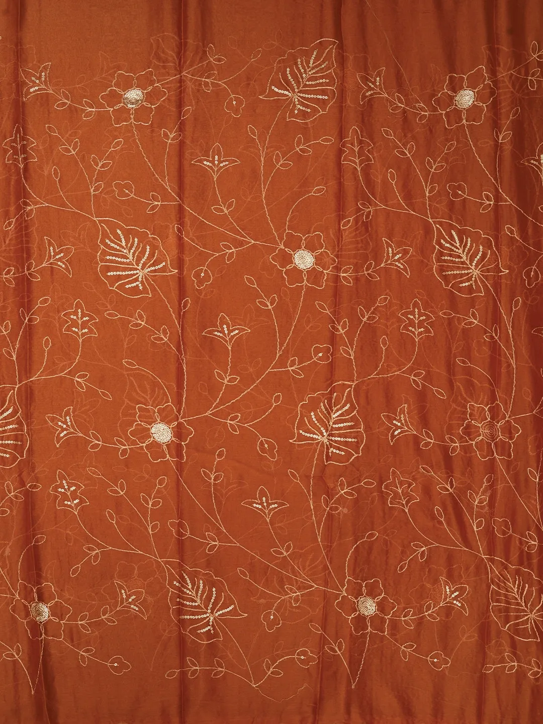 Rust Sequin Embroidered Organza Dress Material with Dupatta