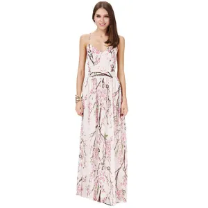 Sally Long Chiffon Cross Back Maxi Dress - Floral