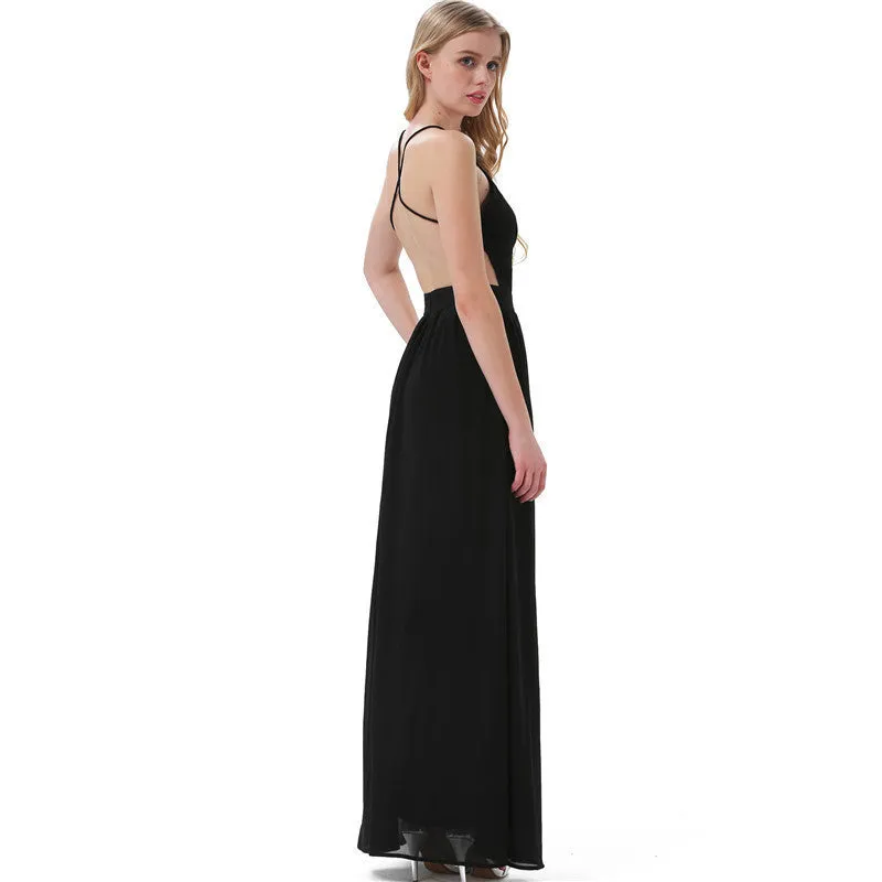 Sally Long Chiffon Cross Back Maxi Dress - Floral