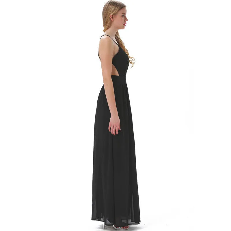 Sally Long Chiffon Cross Back Maxi Dress - Floral