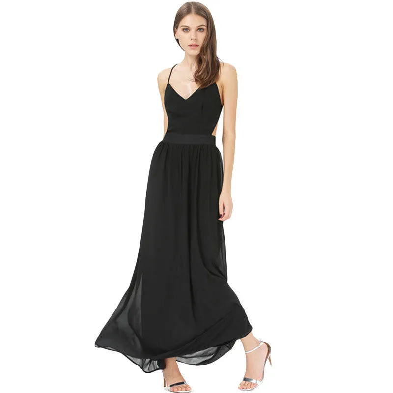 Sally Long Chiffon Cross Back Maxi Dress - Floral