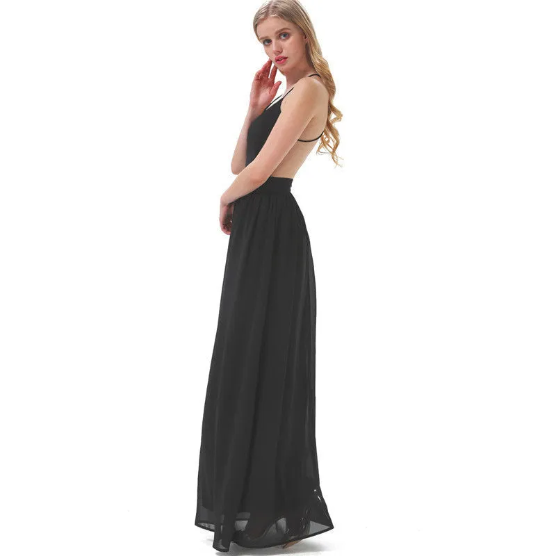 Sally Long Chiffon Cross Back Maxi Dress - Floral