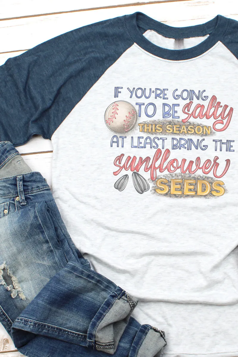 Salty Sunflower Seeds Baseball Tri-Blend Unisex 3/4 Raglan