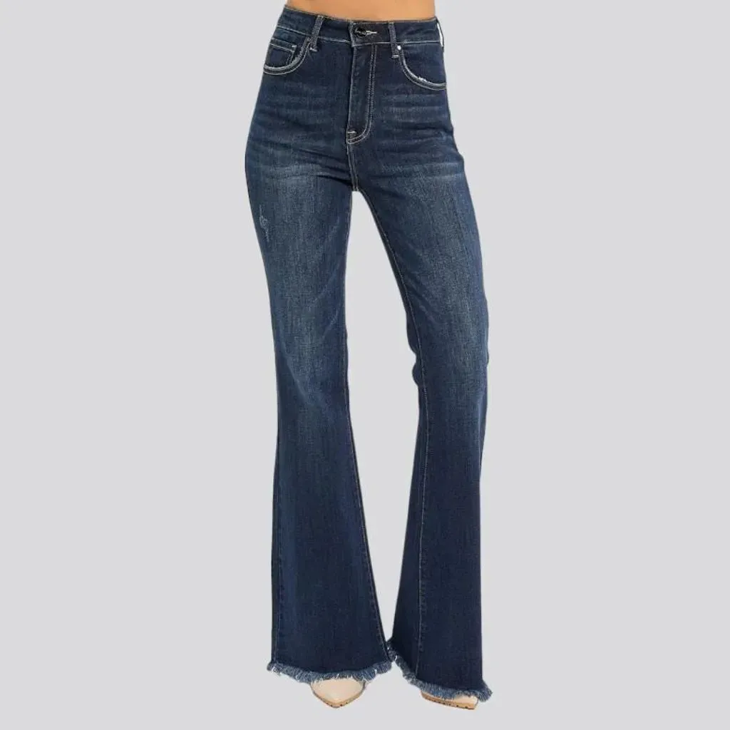 Sanded high-waist jeans
 for ladies
