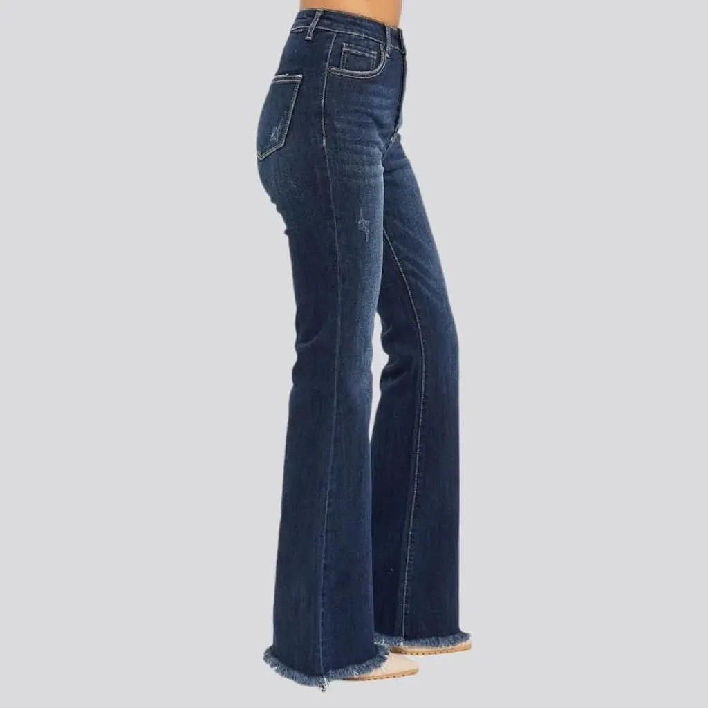 Sanded high-waist jeans
 for ladies